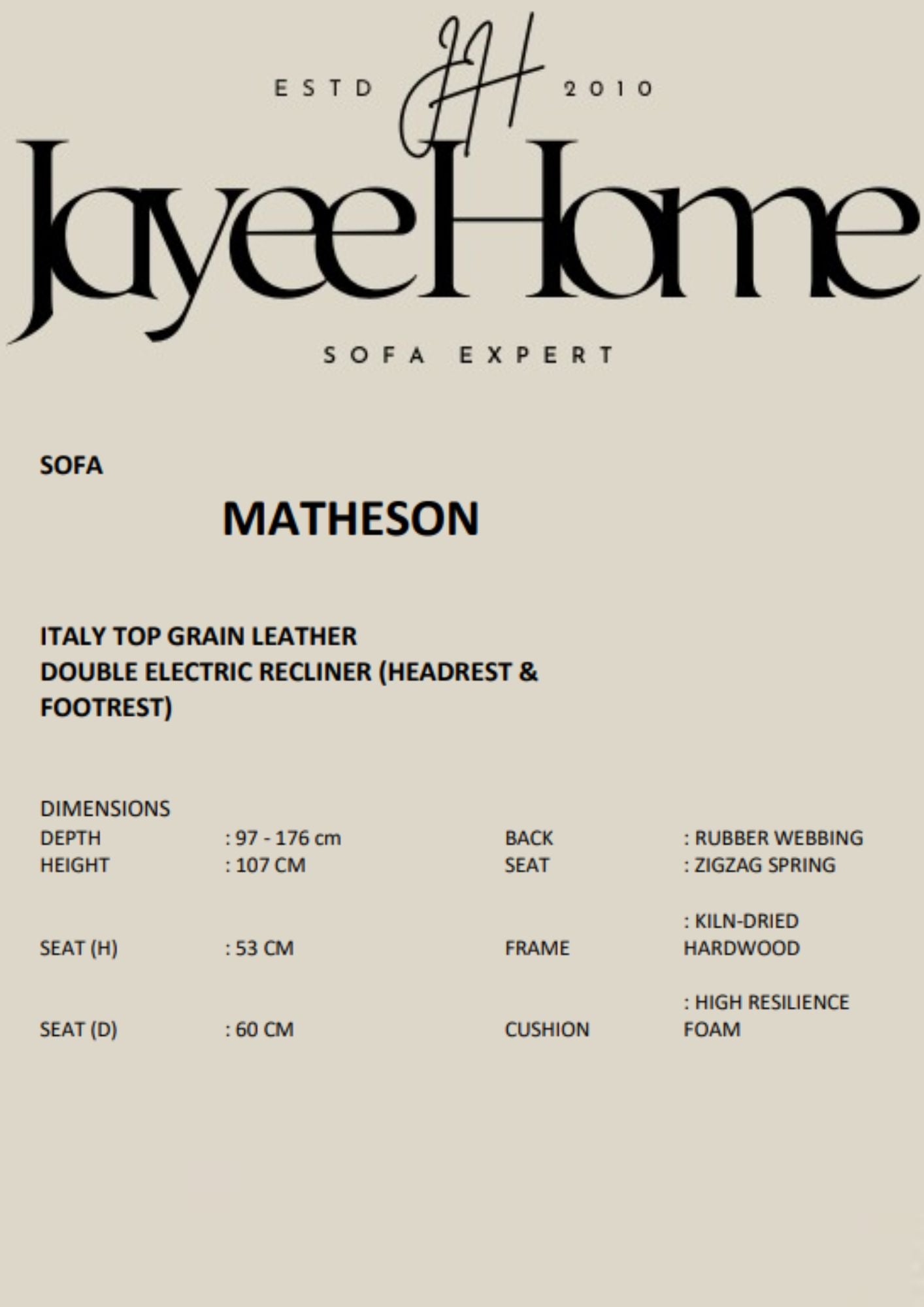 Matheson Double Electric Recliner Leather Sofa
