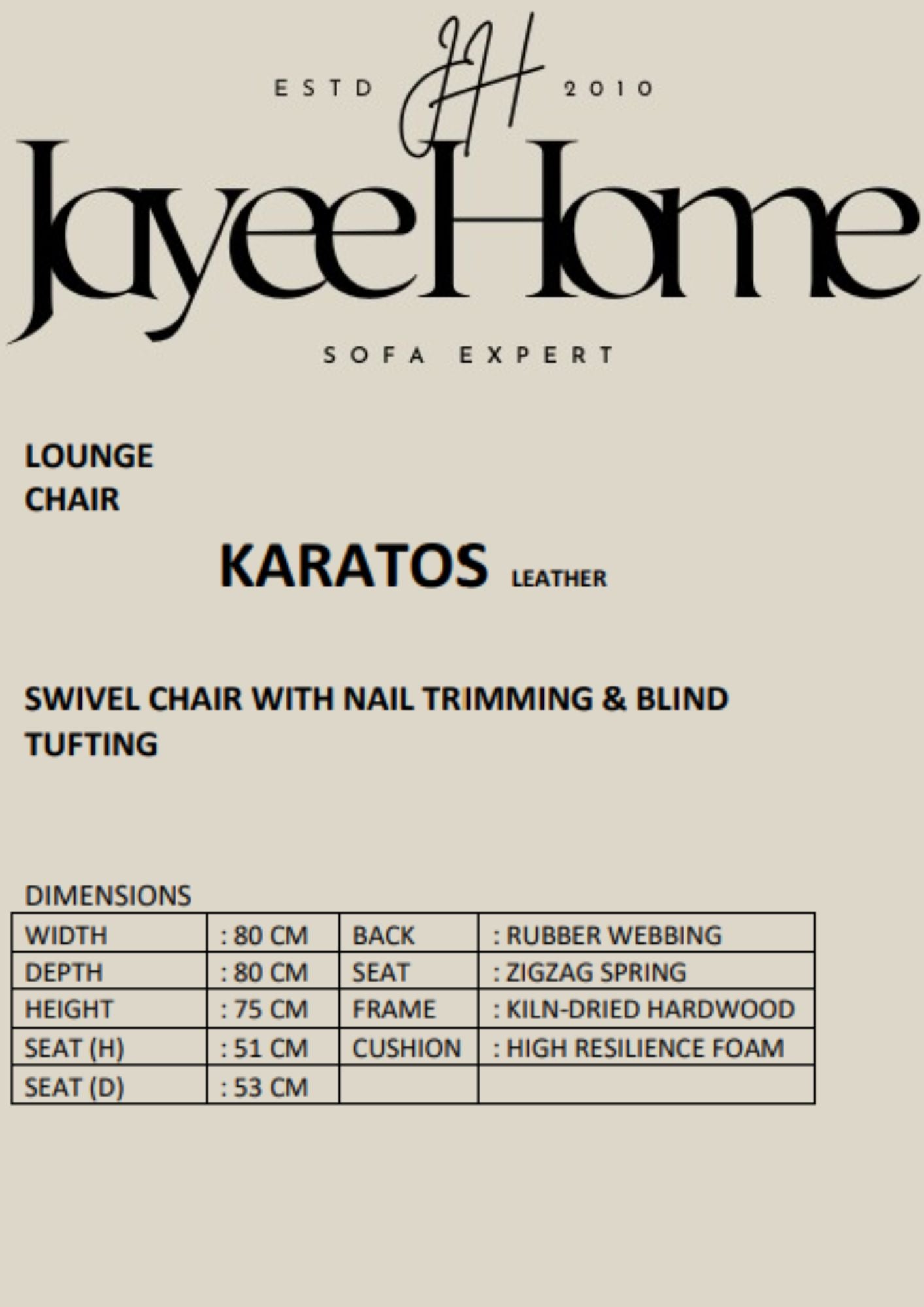 Karatos Leather Lounge Chair (With Nail trimming & Blind Tufting)