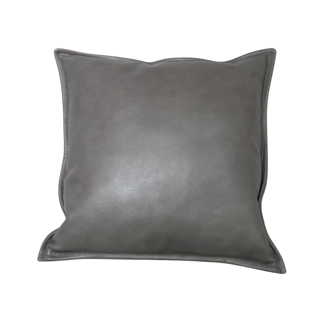 Dark Grey Leather Throw Cushion
