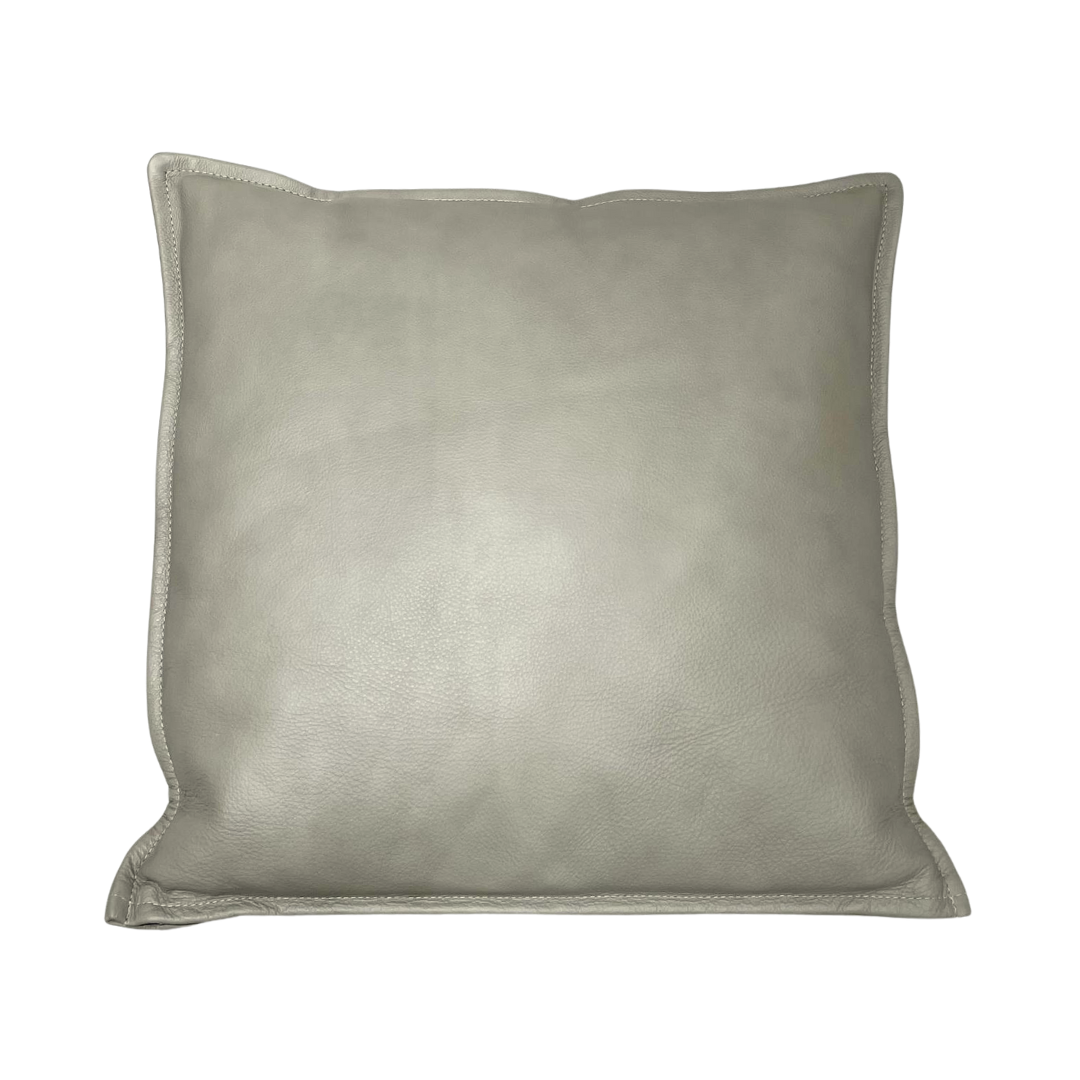 Light Grey Leather Throw Cushion