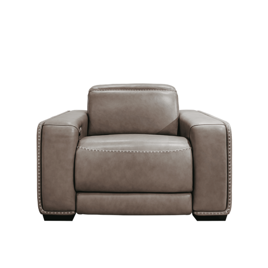 Grande Paris Grey Leather Reclining Sofa