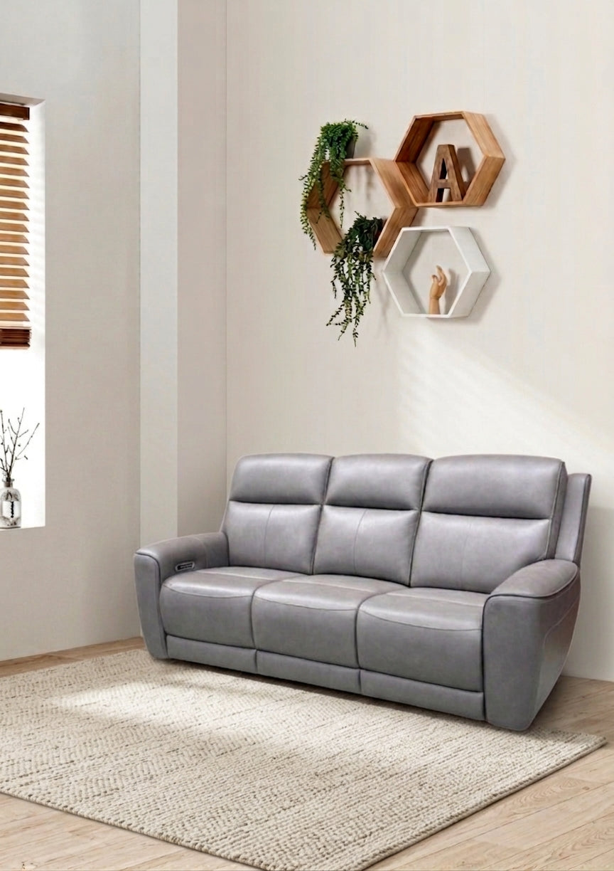 Aurelia Leather Electric Recliner Sofa with Massage (Headrest & Footrest)