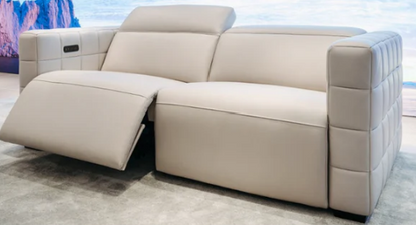 Cubeo Leather Electric Recliner Sofa (Headrest & Footrest)