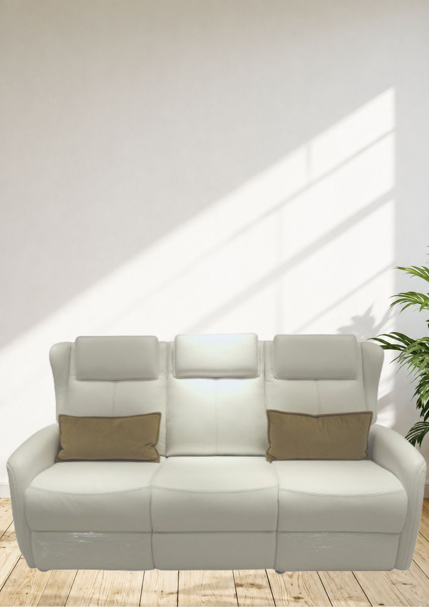 Shine On Leather Electric Recliner Sofa (Headrest & Footrest)