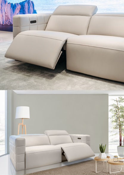 Cubeo Leather Electric Recliner Sofa (Headrest & Footrest)