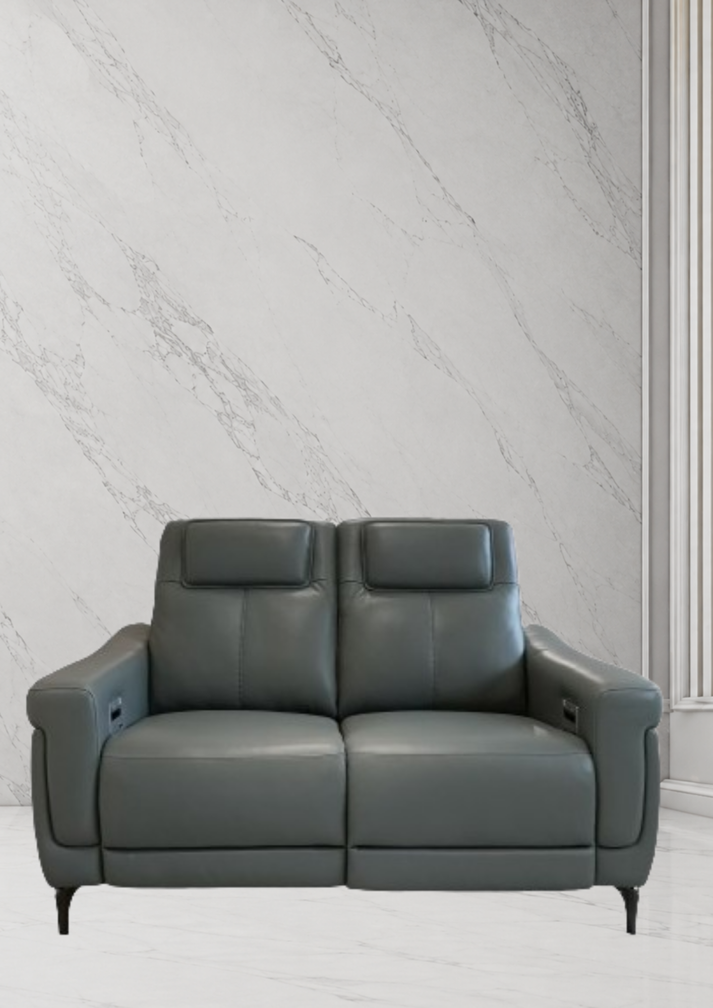 Lavish Leather Recliner Sofa (Headrest & Footrest)