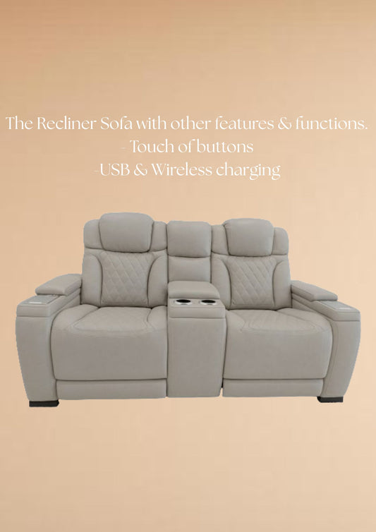 First Class Leather Electric Recliner Sofa (Headrest, Footrest & Lumbar)