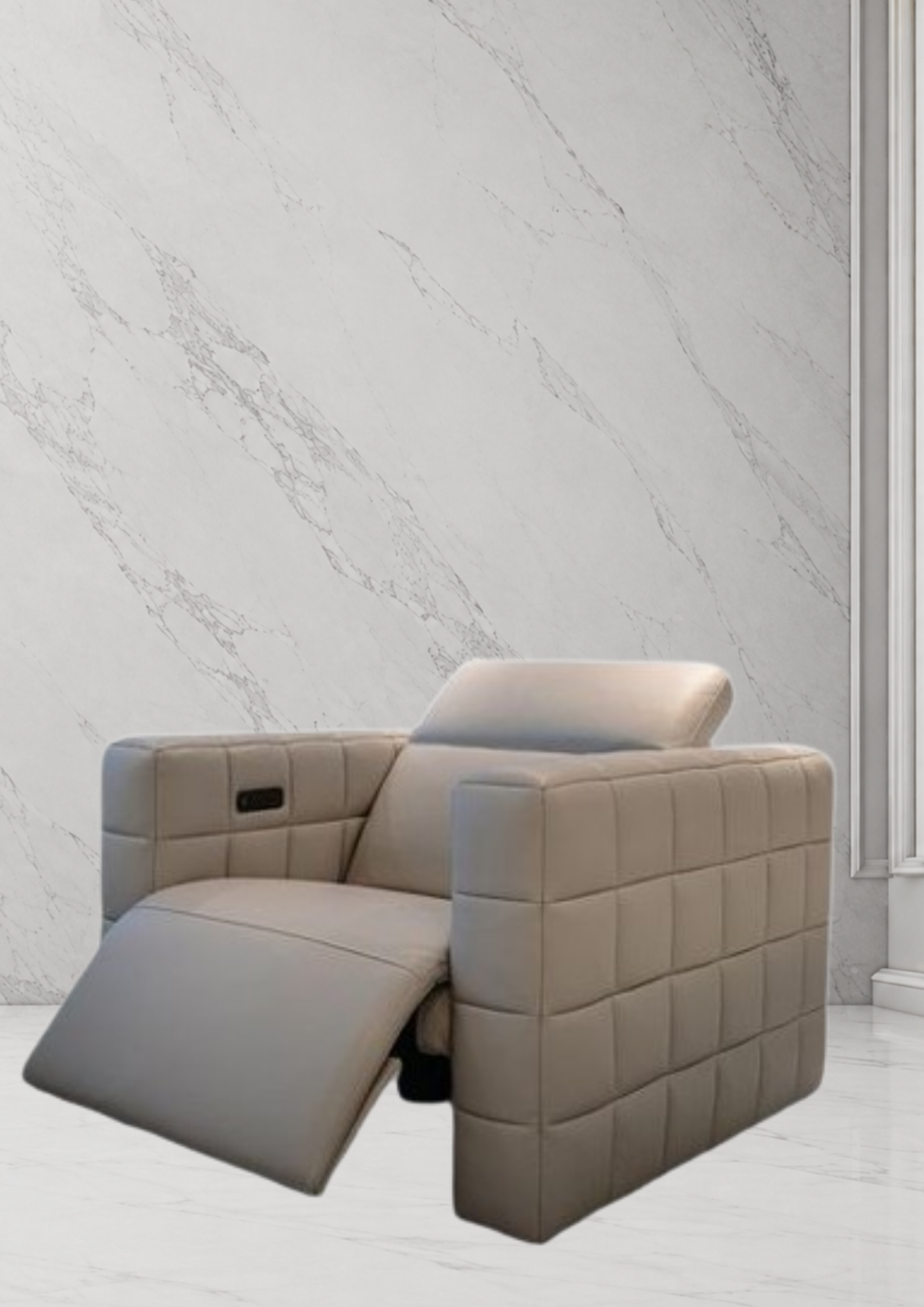 Cubeo Leather Electric Recliner Sofa (Headrest & Footrest)
