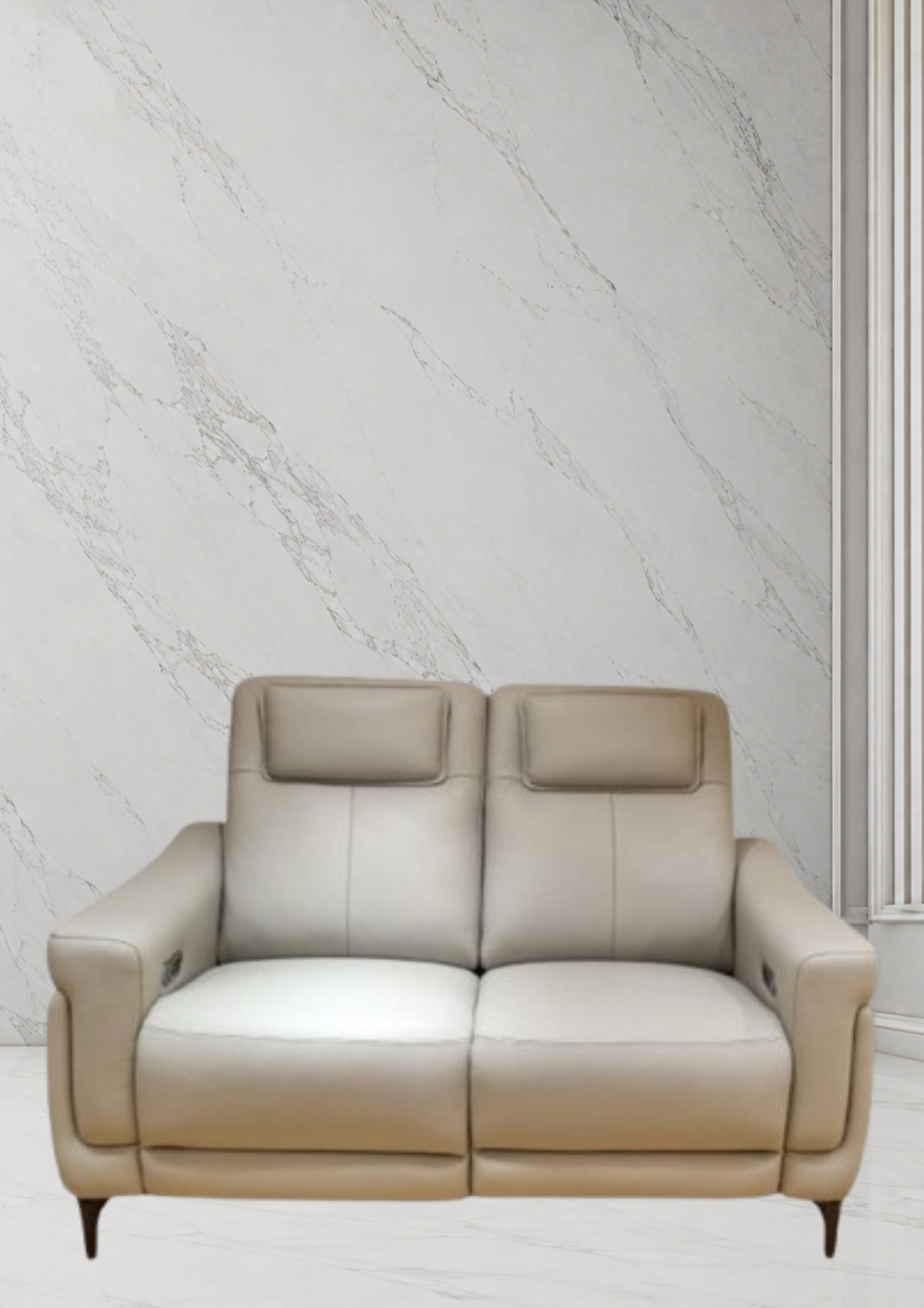 Lavish Leather Recliner Sofa (Headrest & Footrest)