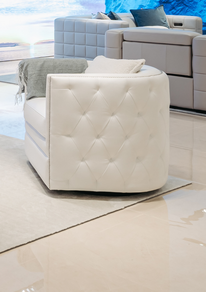 Karatos Leather Lounge Chair (With Nail trimming & Blind Tufting)