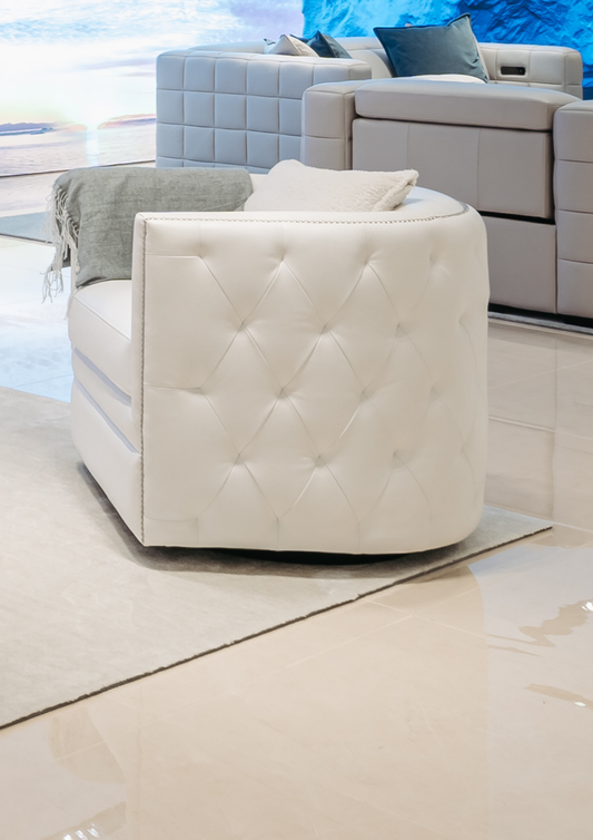 Karatos Leather Lounge Chair (With Nail trimming & Blind Tufting)