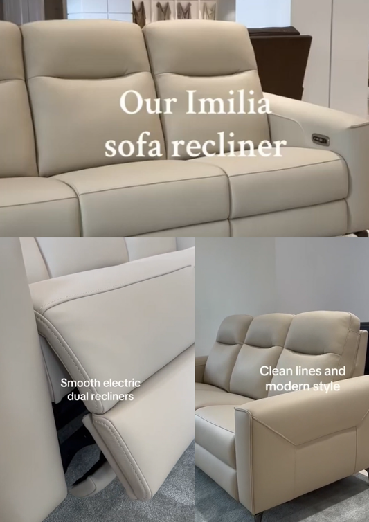 Imilia Leather Electric Recliner Sofa (Headrest & Footrest)