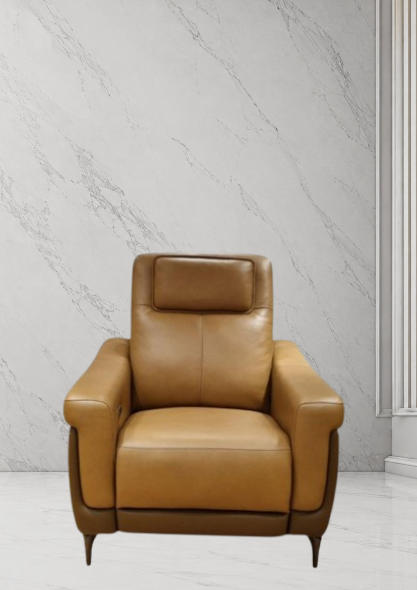 Lavish Leather Recliner Sofa (Headrest & Footrest)