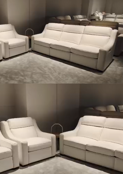 Divine Leather Double Electric Recliner Sofa (Headrest & Footrest)