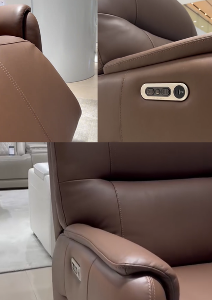 Candy Leather Electric Recliner Sofa (Headrest & Footrest)