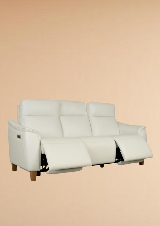 Matheson Leather Electric Recliner Sofa (Headrest & Footrest)