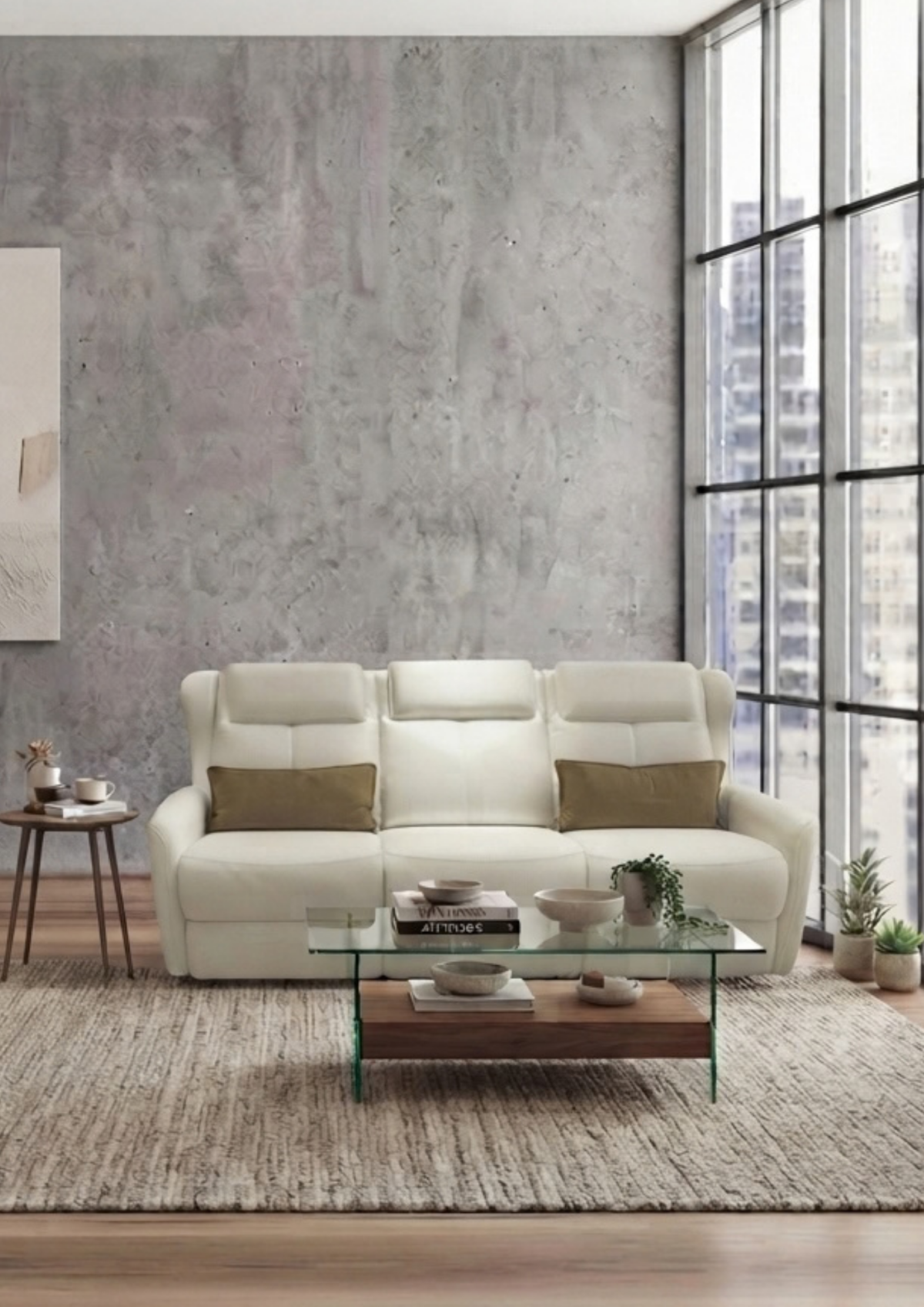 Shine On Leather Electric Recliner Sofa (Headrest & Footrest)