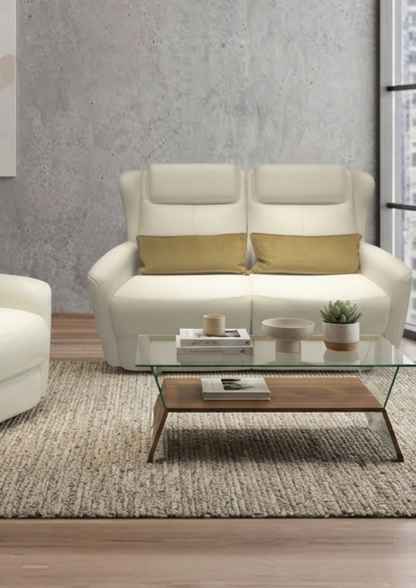 Shine On Leather Electric Recliner Sofa (Headrest & Footrest)