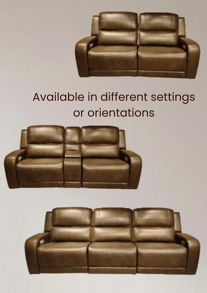 Harmony Leather Electric Recliner Sofa (Headrest & Footrest with Massage)