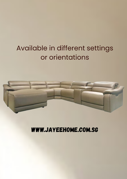 Nestor Leather Sofa, Electric Recliner (Headrest, Lumbar & Footrest)