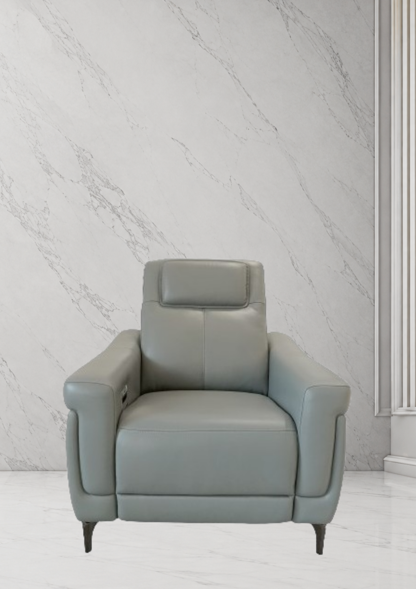 Lavish Leather Recliner Sofa (Headrest & Footrest)