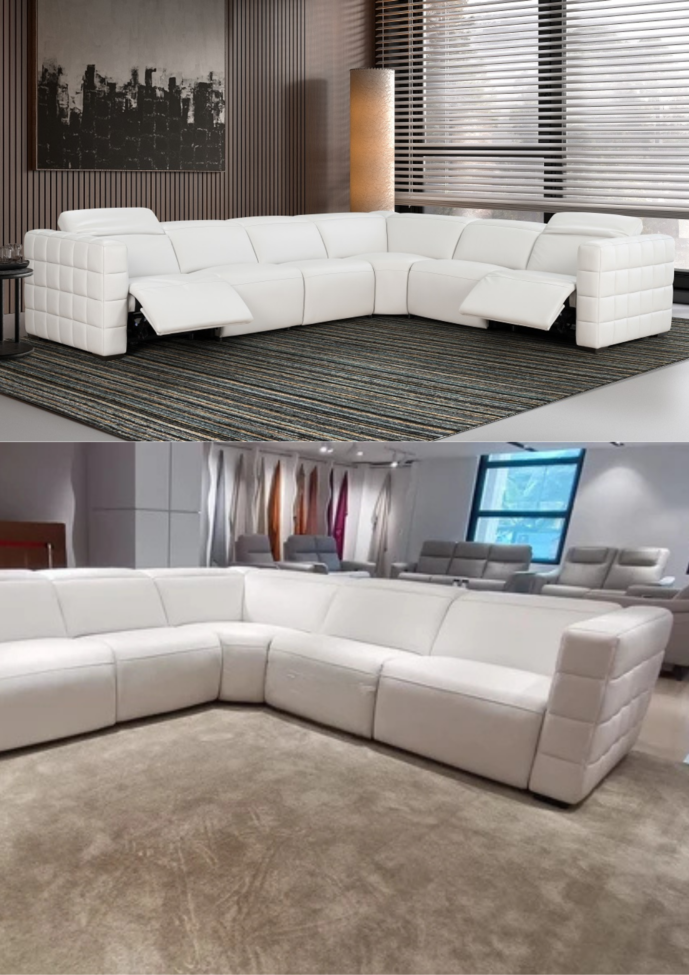 Cubeo Modular Leather Electric Recliner Sofa (Headrest & Footrest)