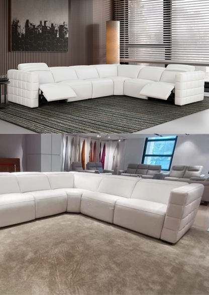 Cubeo Modular Leather Electric Recliner Sofa (Headrest & Footrest)