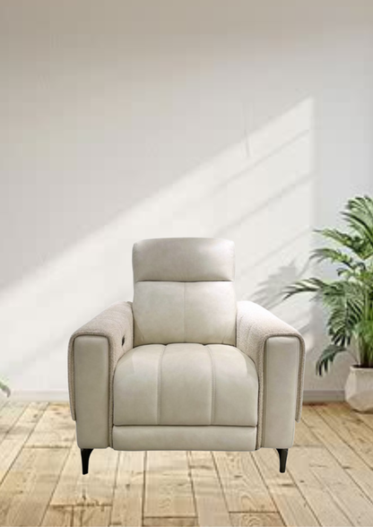 Azzura Full Leather Sofa with Electric Recliner (Headrest and Footrest)