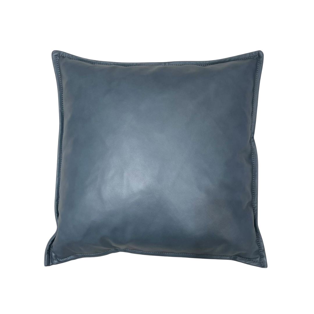 Blue Leather Throw Cushion, Jayee Home