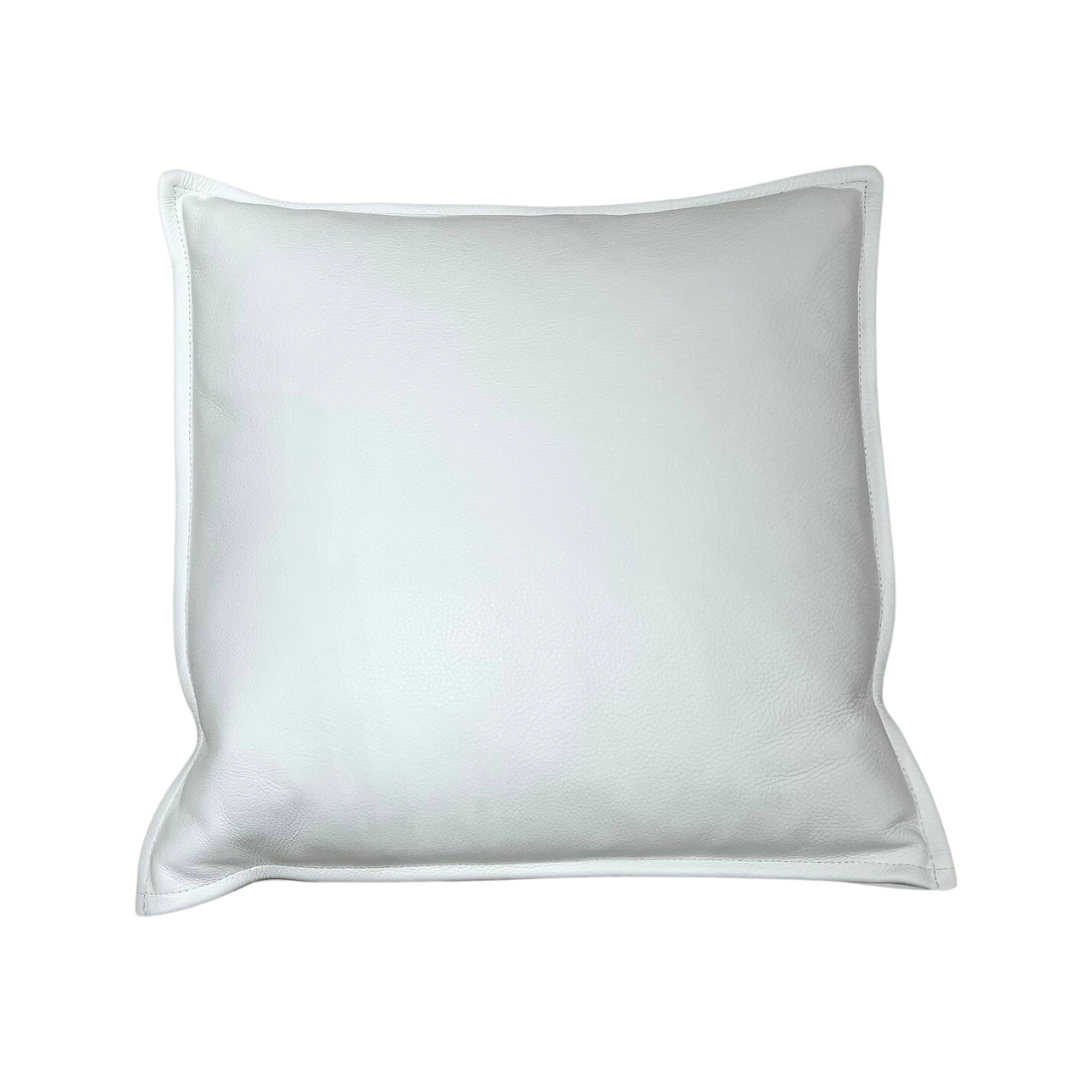 White Leather Throw Cushion, Jayee Home